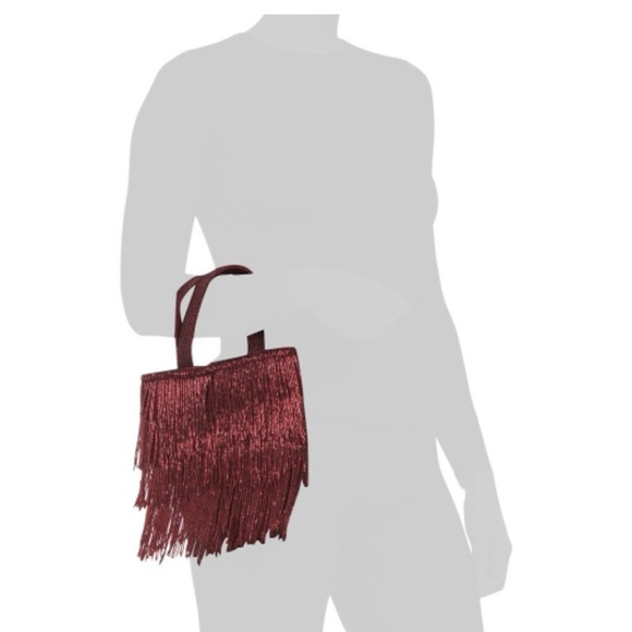 NATASHA Beaded Fringe Handbag | Wine Colored | Y2K - Picture 3 of 3
